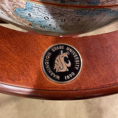 Large Floor Globe in Wood Frame with WSU Logo
