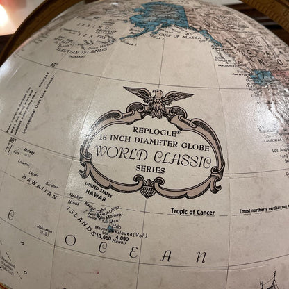 Large Floor Globe in Wood Frame with WSU Logo
