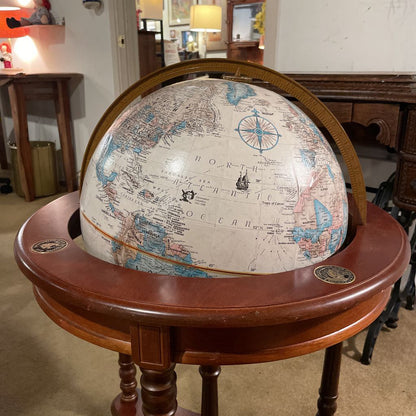 Large Floor Globe in Wood Frame with WSU Logo
