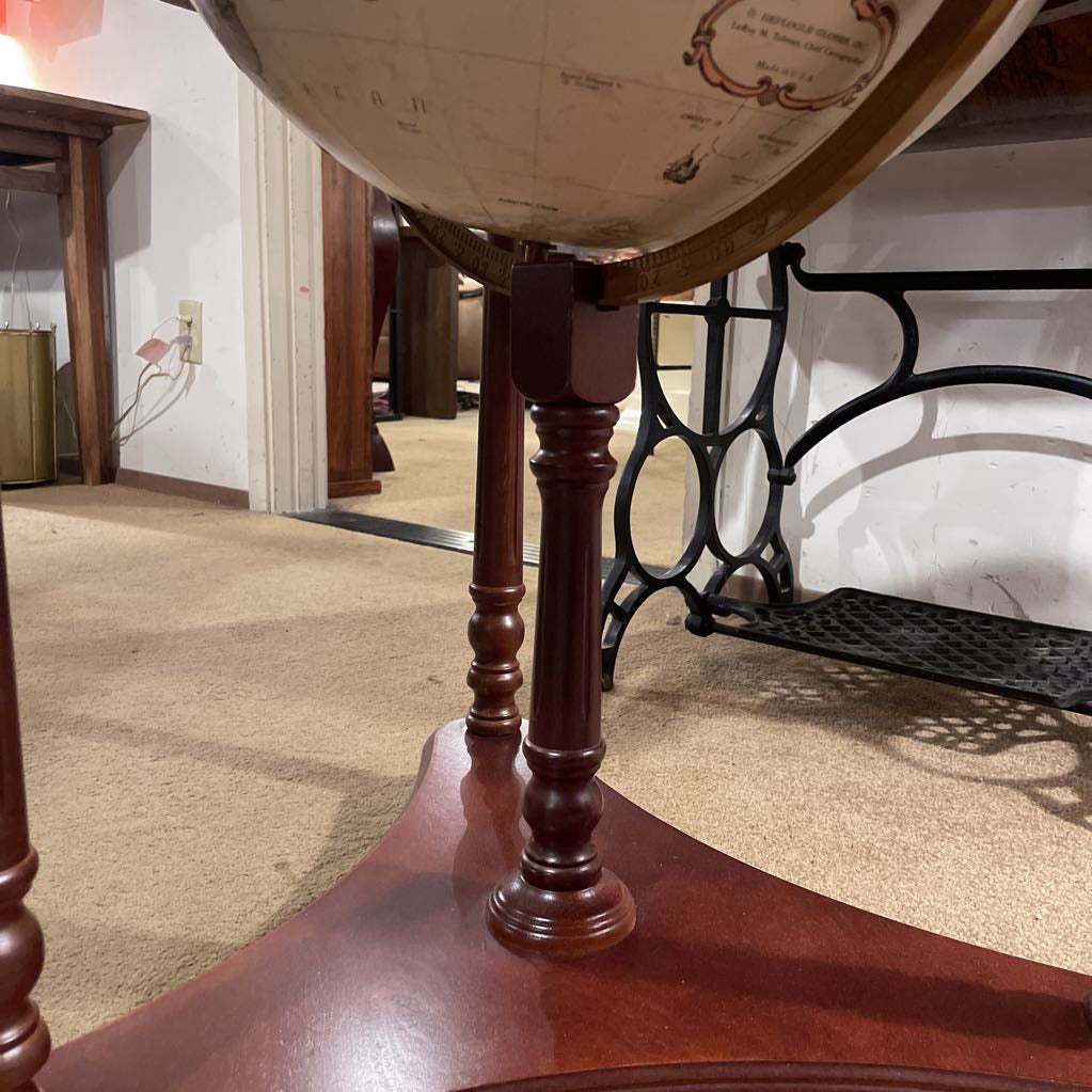 Large Floor Globe in Wood Frame with WSU Logo