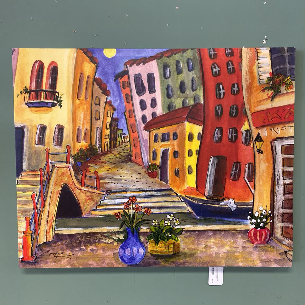 Abstract Mediterranean Street Scene Canvas Print