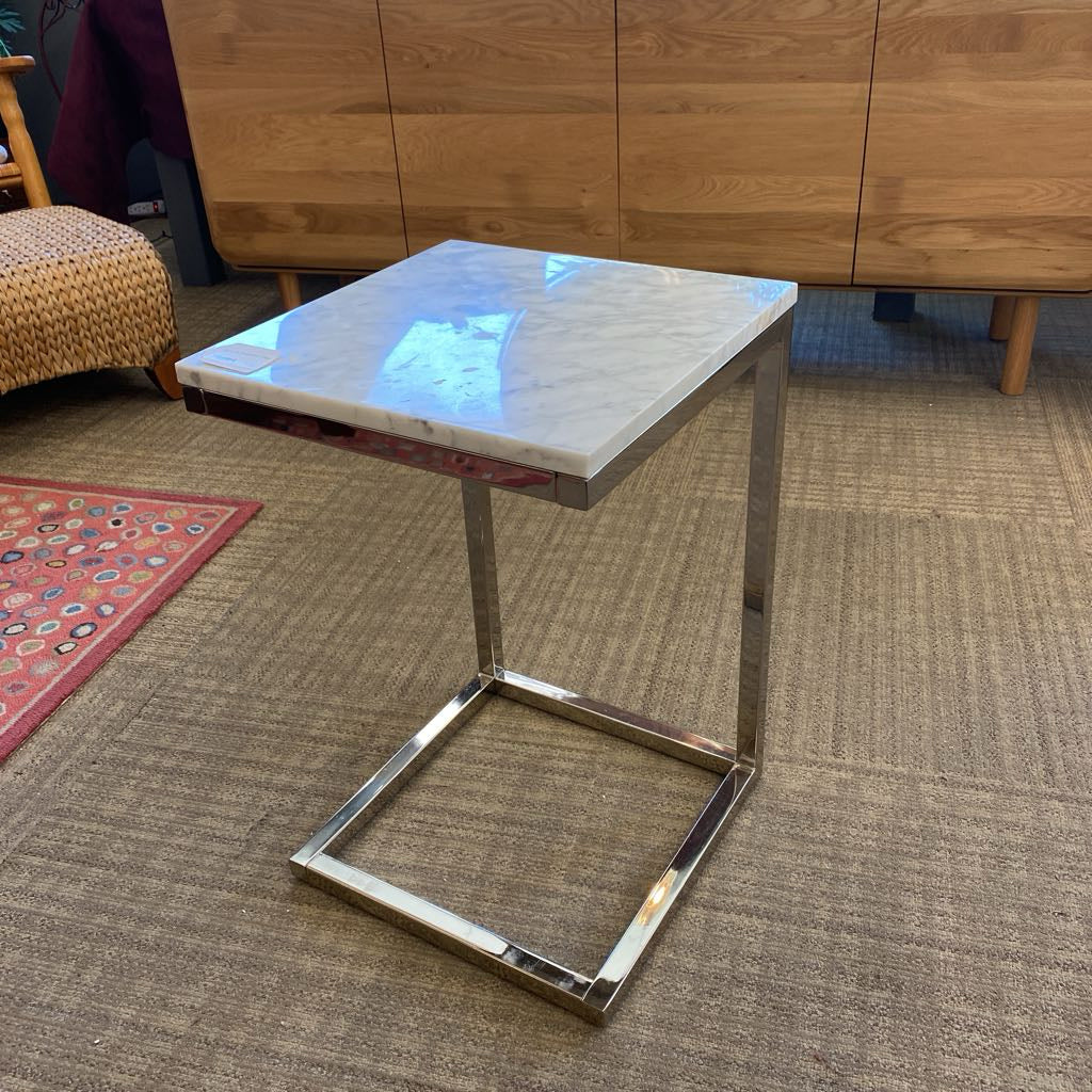 Marble Top Chrome Base C Table
