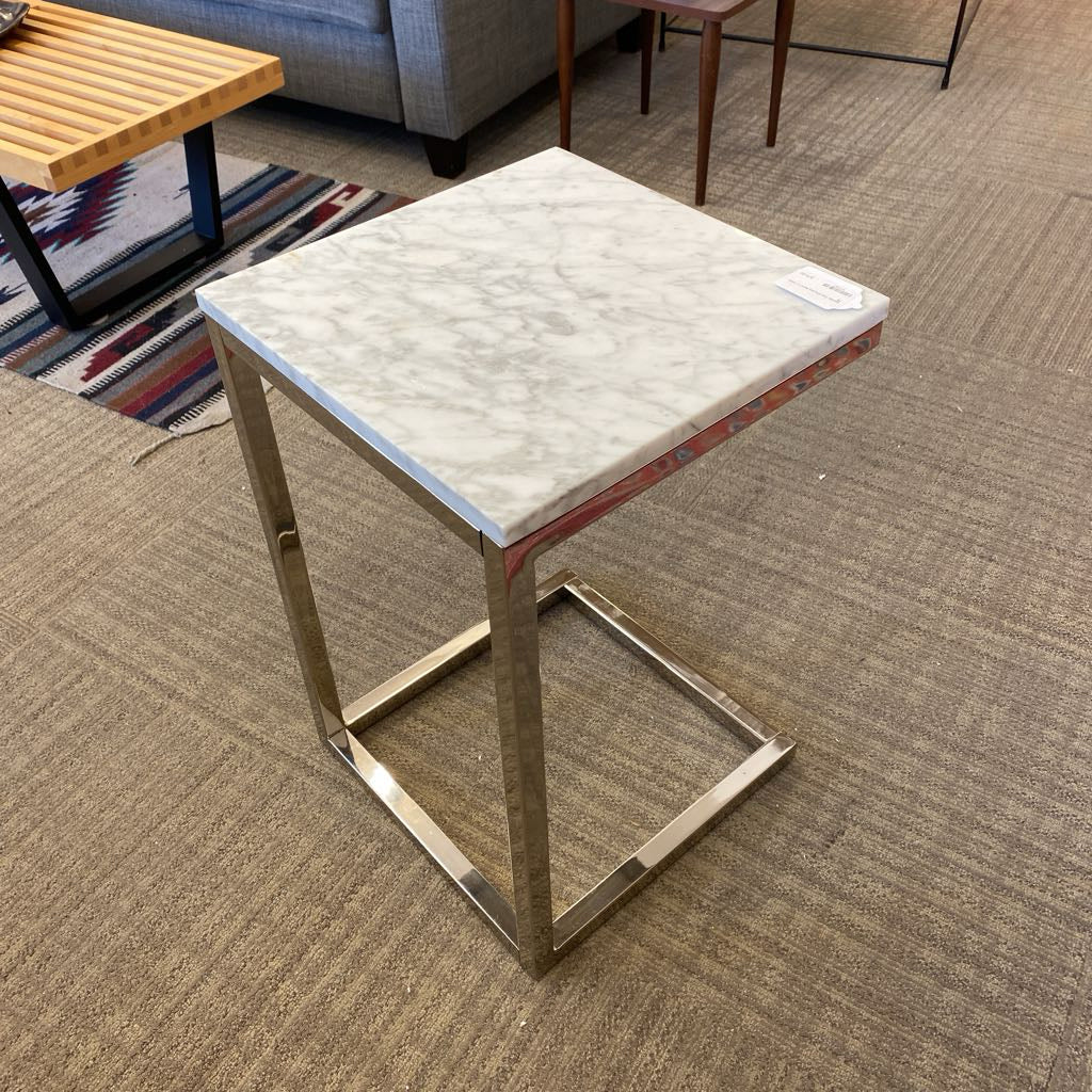 Marble Top Chrome Base C Table