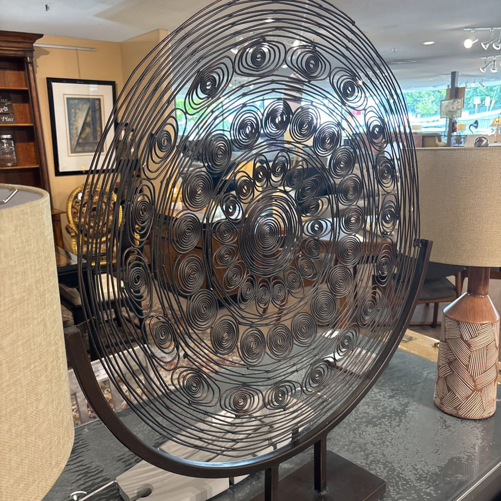 Copper Wire Disc Decor on Stand UNIQUE FINDS