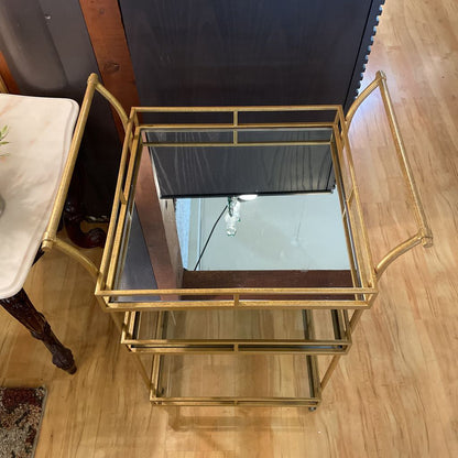 Matte Gold 3 Tier with Mirror Top Shelf Bar Cart