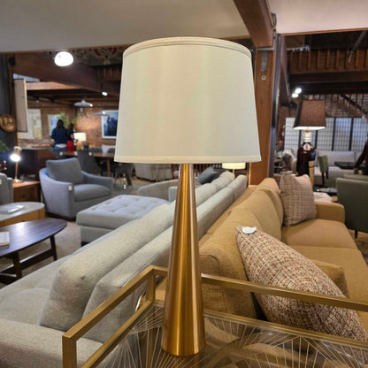 Sleek Conical Brass Base Table Lamp
