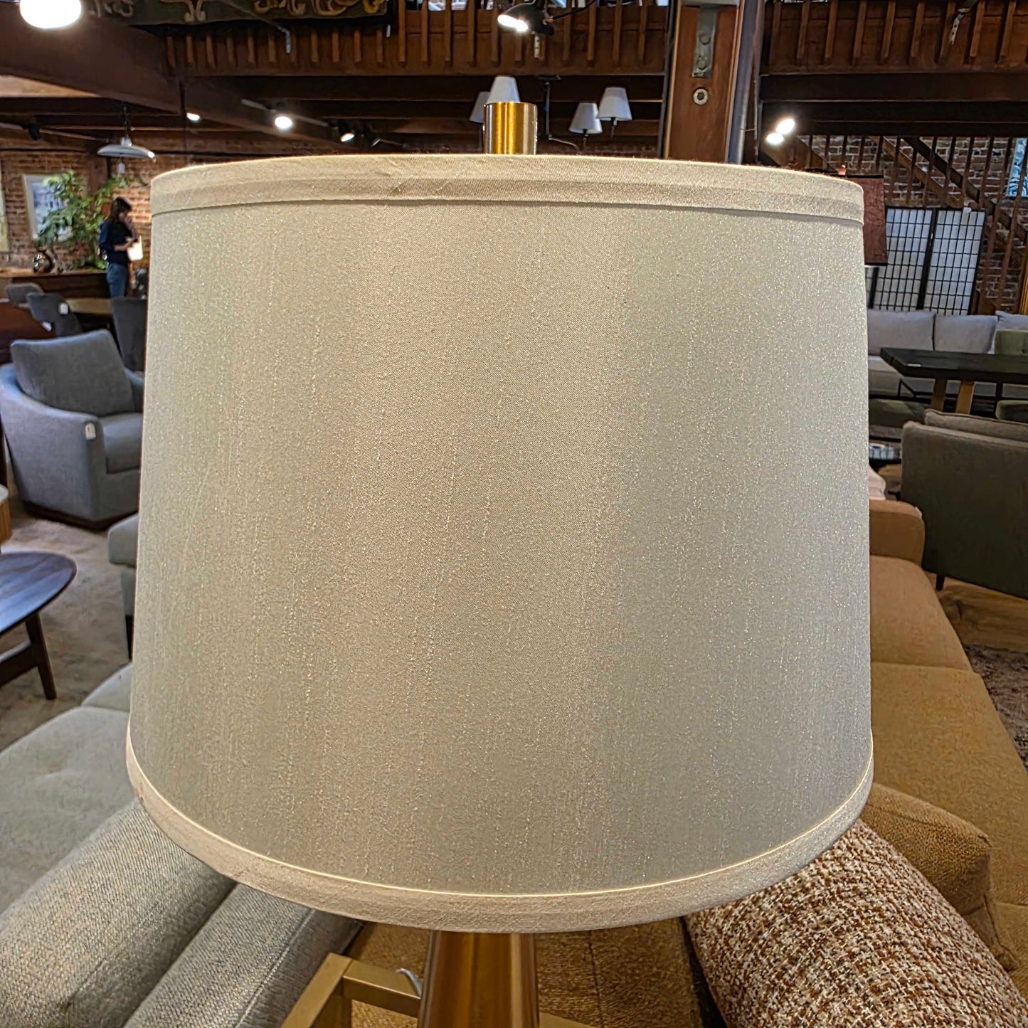 Sleek Conical Brass Base Table Lamp