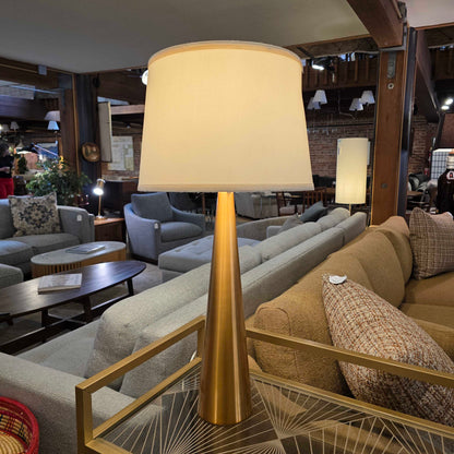 Sleek Conical Brass Base Table Lamp