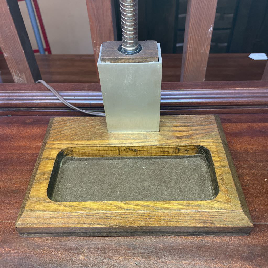 Vintage Wood Base with Plastic Light Bar Desk Lamp