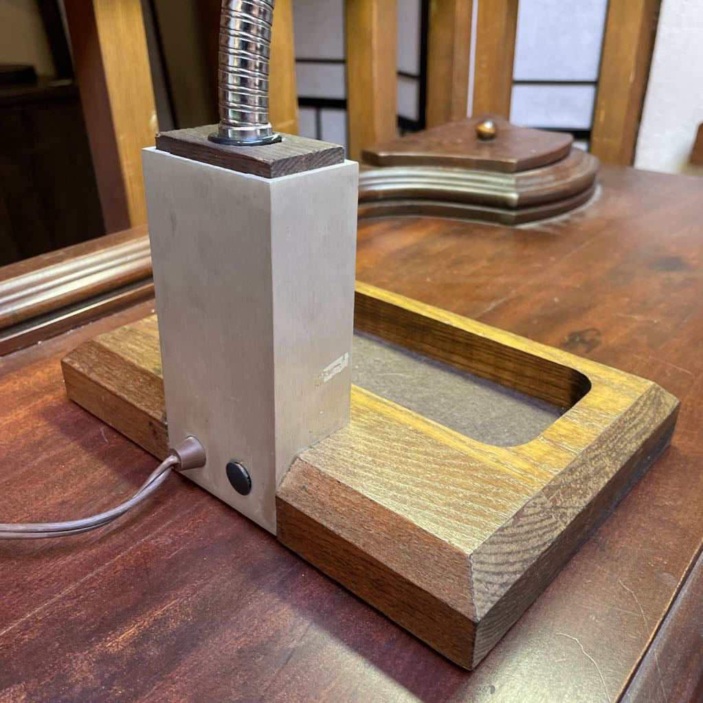 Vintage Wood Base with Plastic Light Bar Desk Lamp