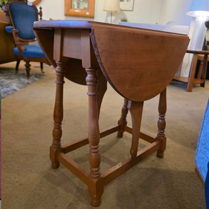 Turned Leg Drop Leaf Wooden Table