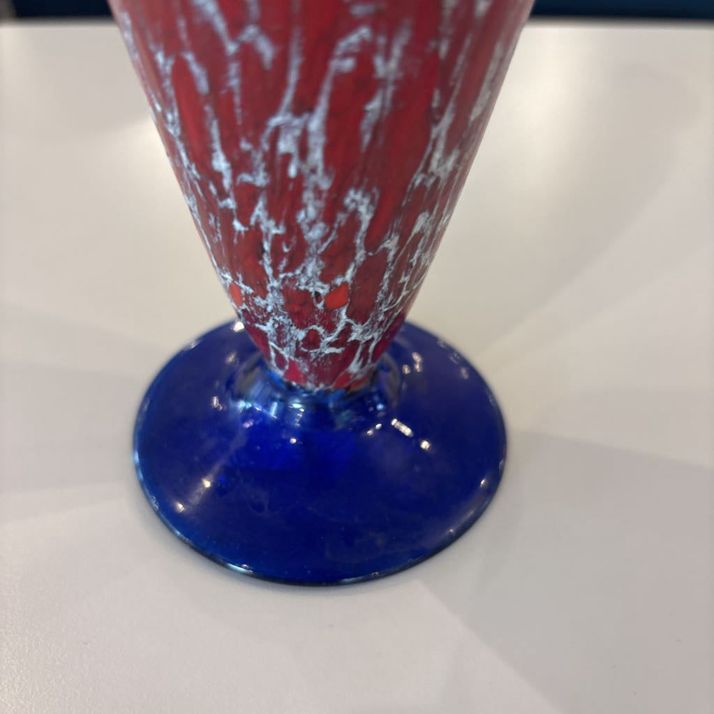 Red and Blue Art Glass Vase