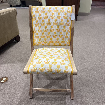 Yellow Print Folding Side Chair C DINING CHAIRS