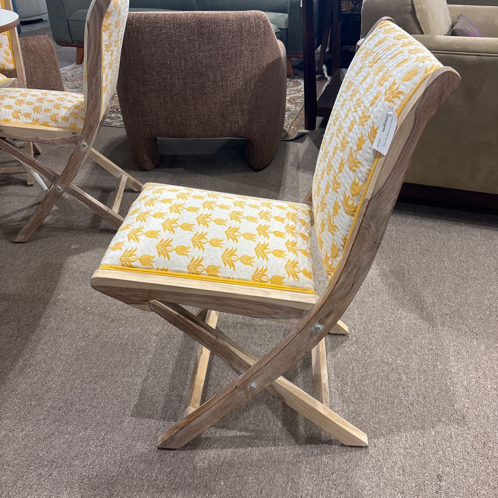Yellow Print Folding Side Chair C DINING CHAIRS