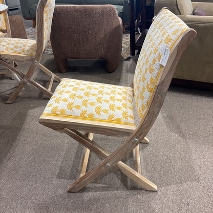 Yellow Print Folding Side Chair C DINING CHAIRS