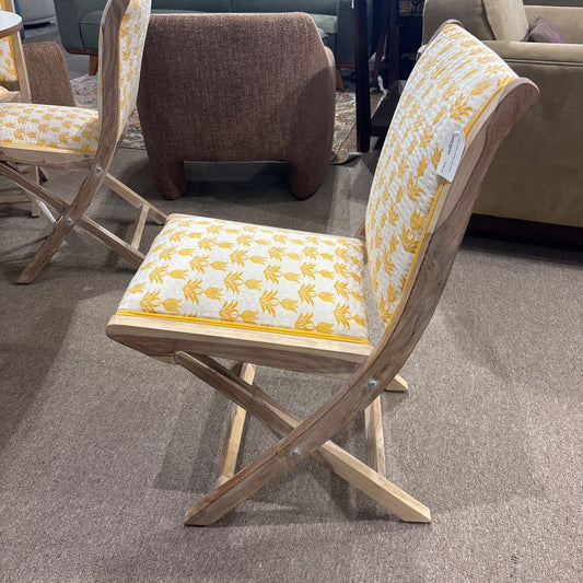 Yellow Print Folding Side Chair C DINING CHAIRS
