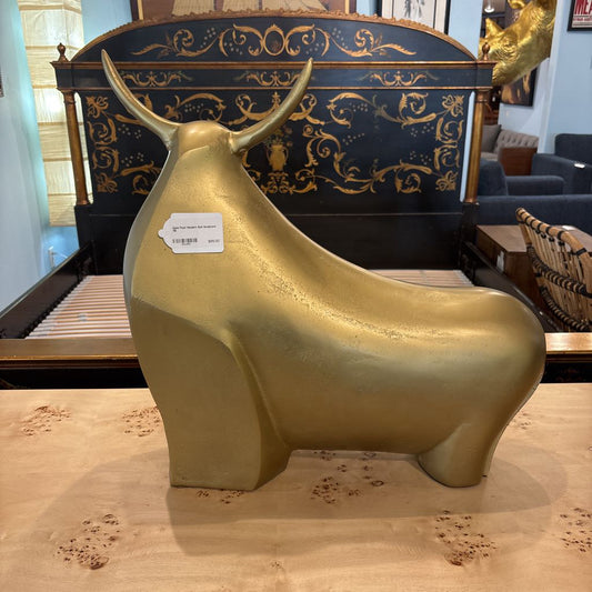 Gold Post Modern Bull Sculpture ART