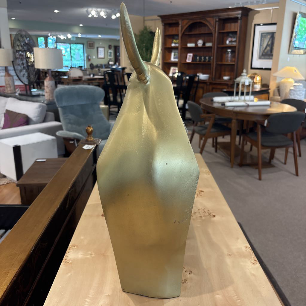 Gold Post Modern Bull Sculpture ART