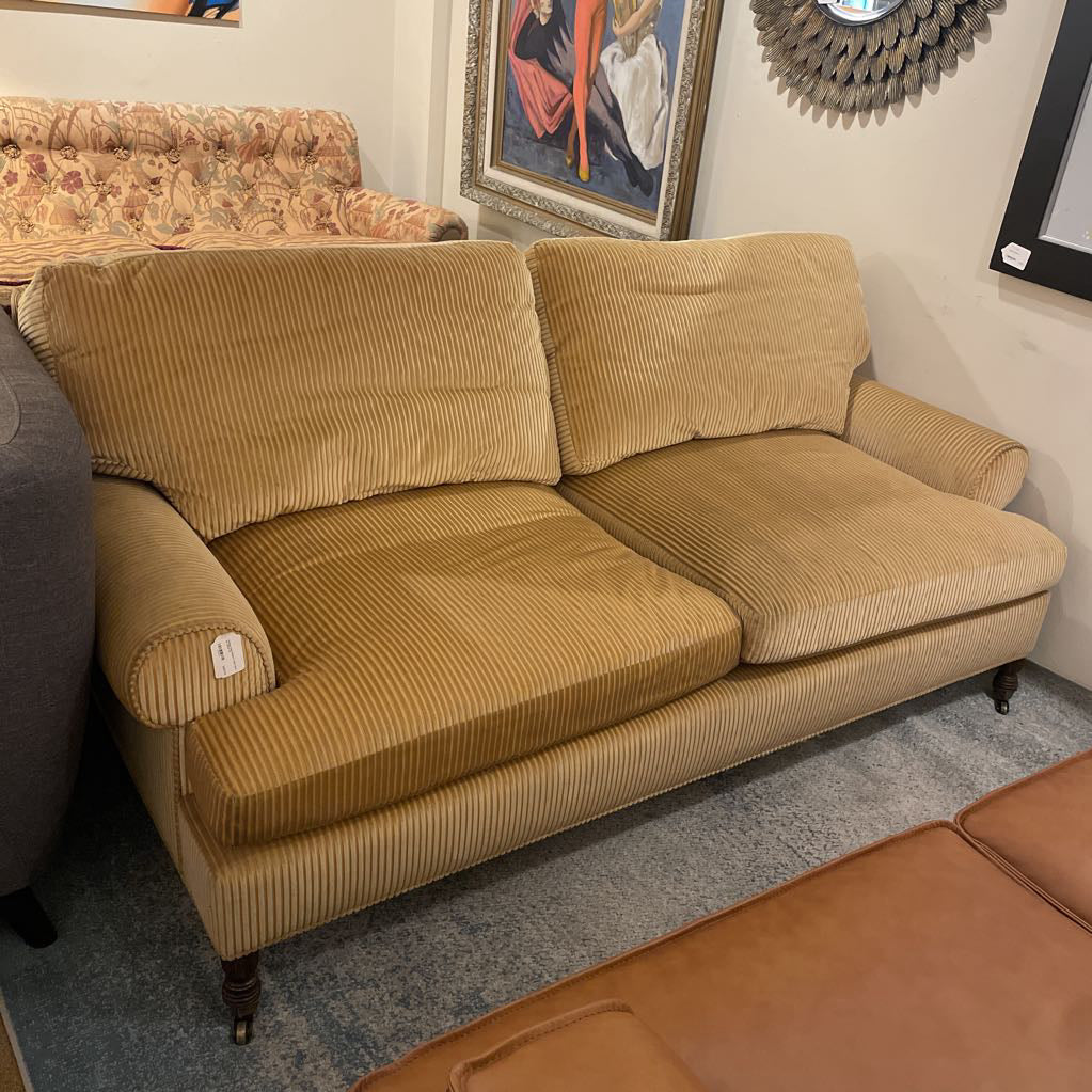 Vintage Gold Striped 2 Seat Sofa on Caster