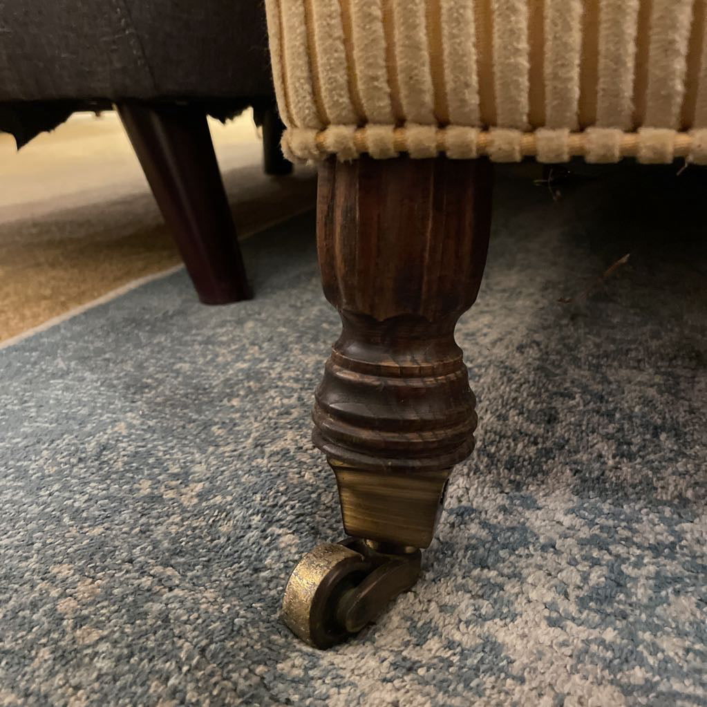 Vintage Gold Striped 2 Seat Sofa on Caster