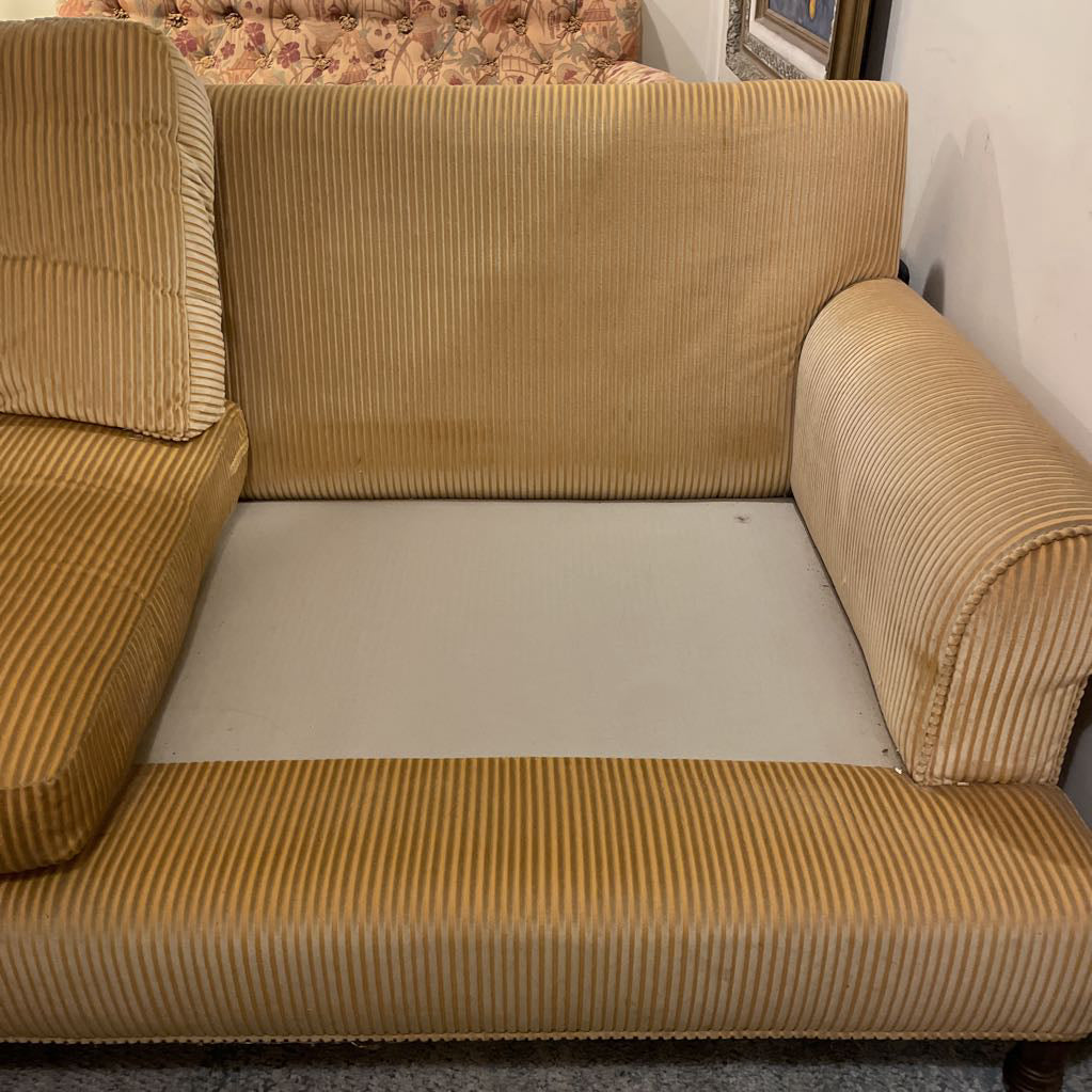 Vintage Gold Striped 2 Seat Sofa on Caster