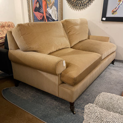 Vintage Gold Striped 2 Seat Sofa on Caster