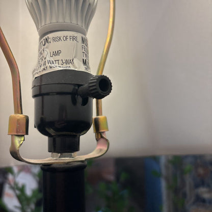 Skinny Black Floor Lamp with Tan Shade
