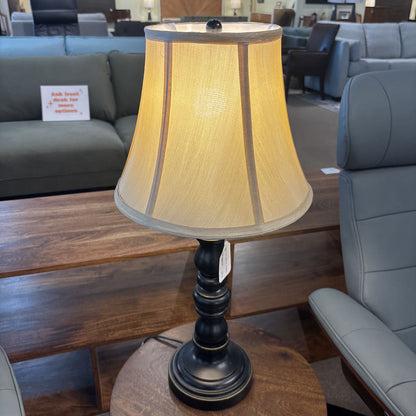 Black Table Lamp with Tan Shade