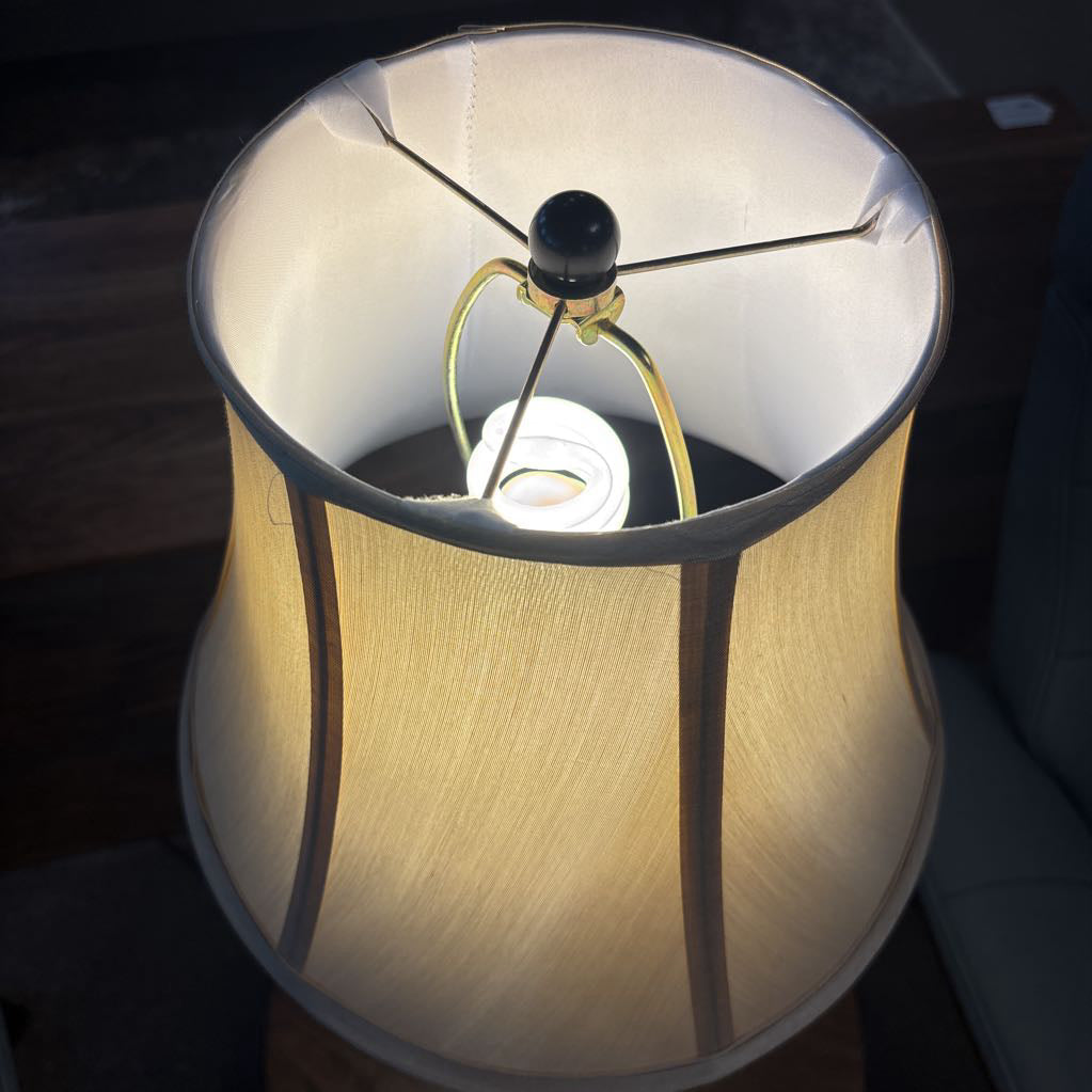 Black Table Lamp with Tan Shade