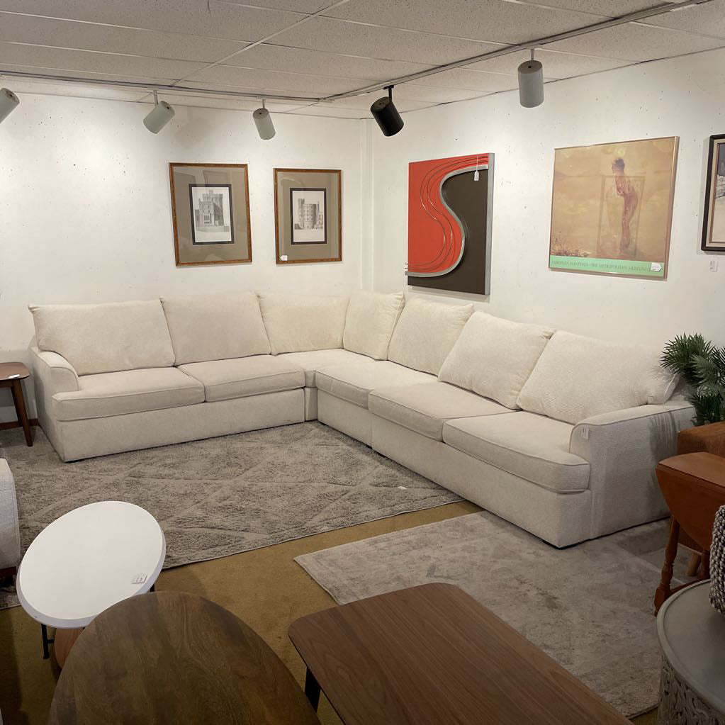 Large White Fabric Modular Sectional