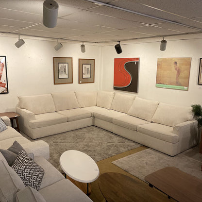 Large White Fabric Modular Sectional