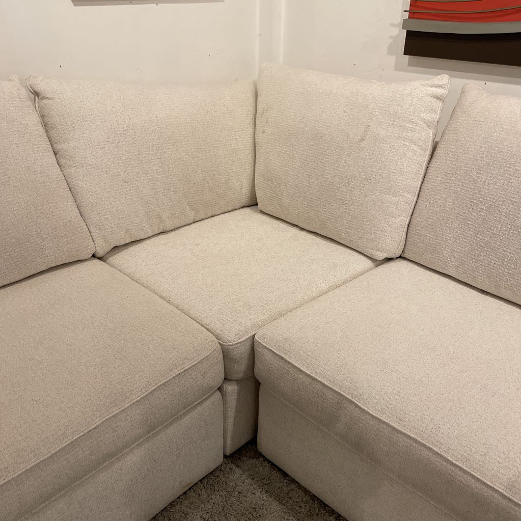 Large White Fabric Modular Sectional