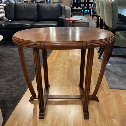 Art Deco Oval Entry Table with Bowed Legs