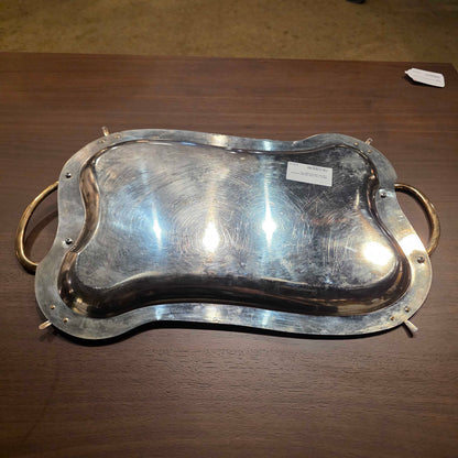 Metal Tray with Golden Autumn Leaves and Handles