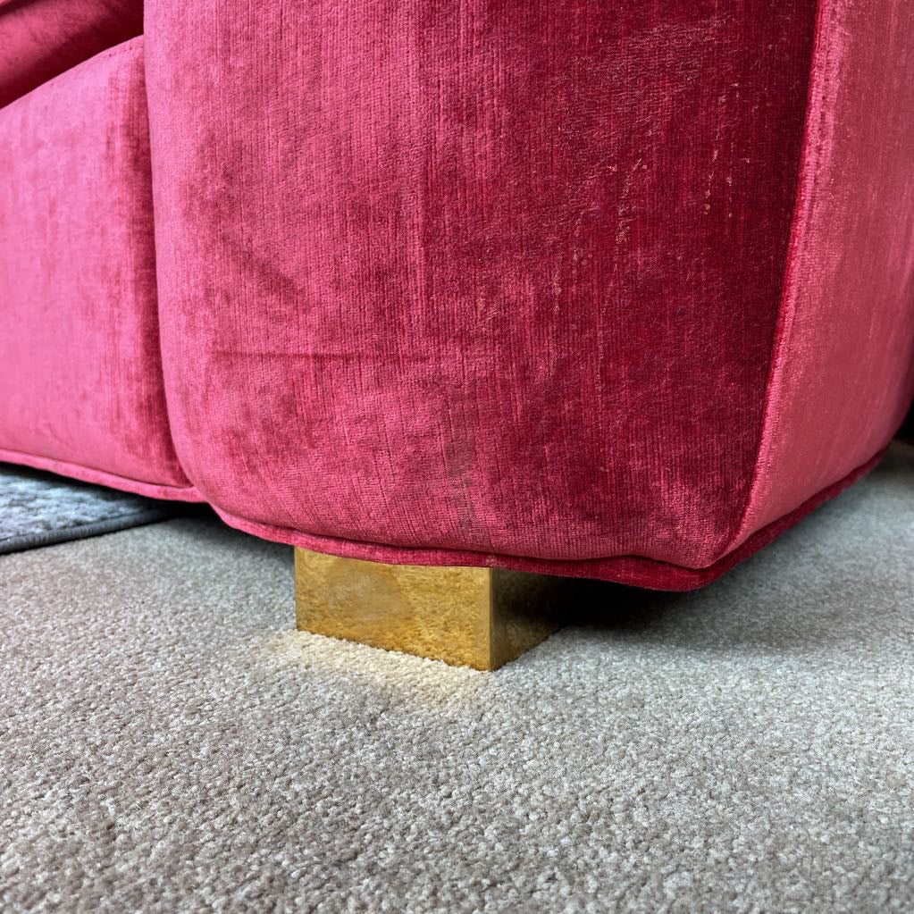 Mod Shop Custom Curved Scarlet Velvet Sofa