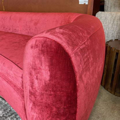 Mod Shop Custom Curved Scarlet Velvet Sofa