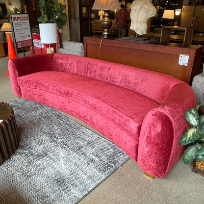 Mod Shop Custom Curved Scarlet Velvet Sofa