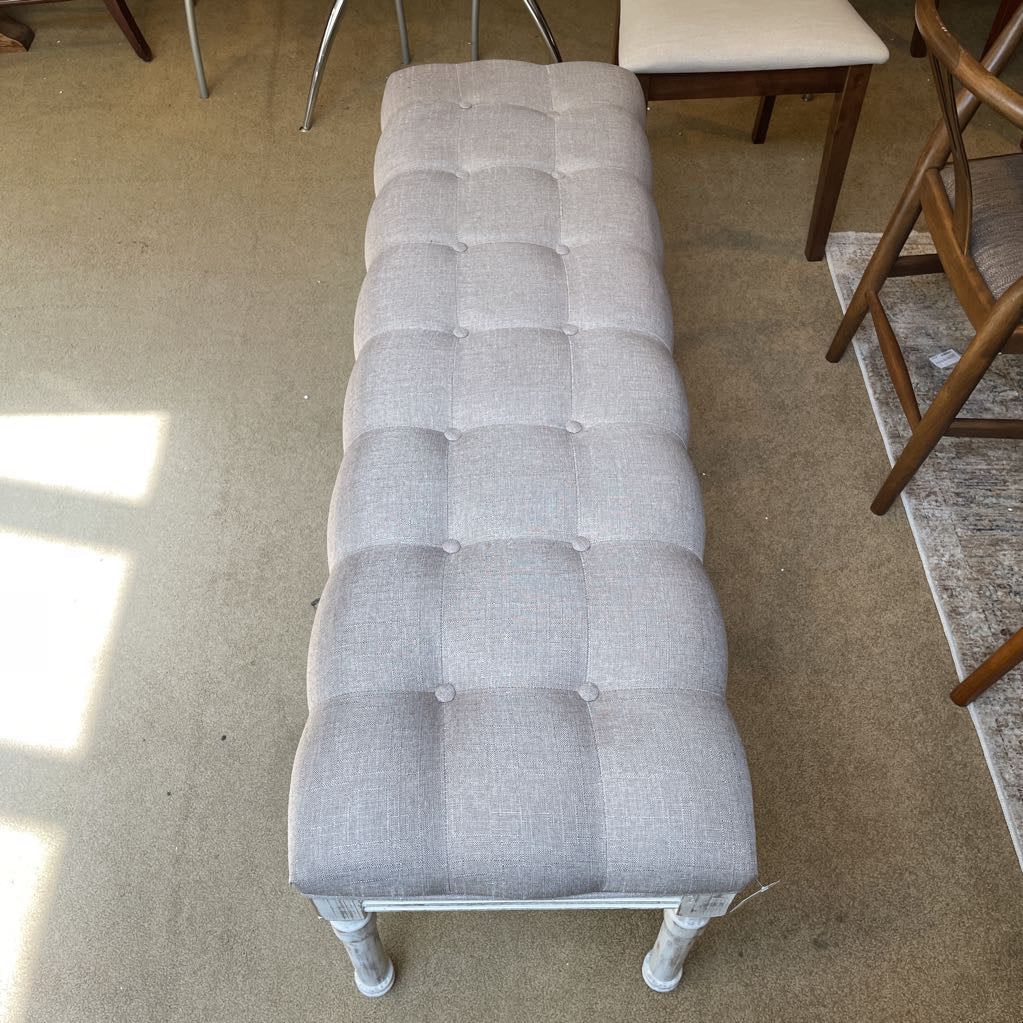 Grey Tufted Farmhouse Chic Bench