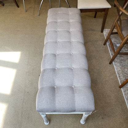 Grey Tufted Farmhouse Chic Bench