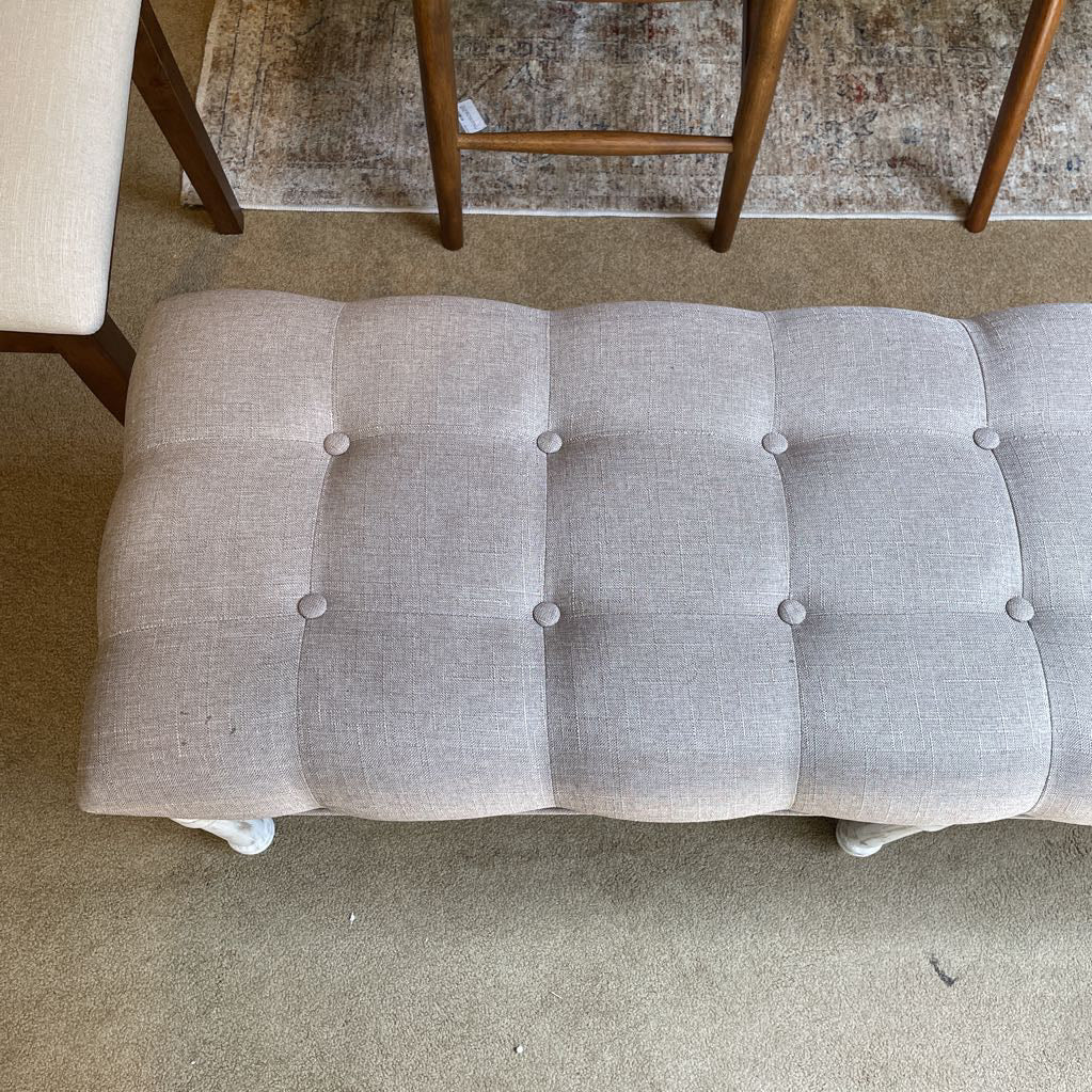 Grey Tufted Farmhouse Chic Bench