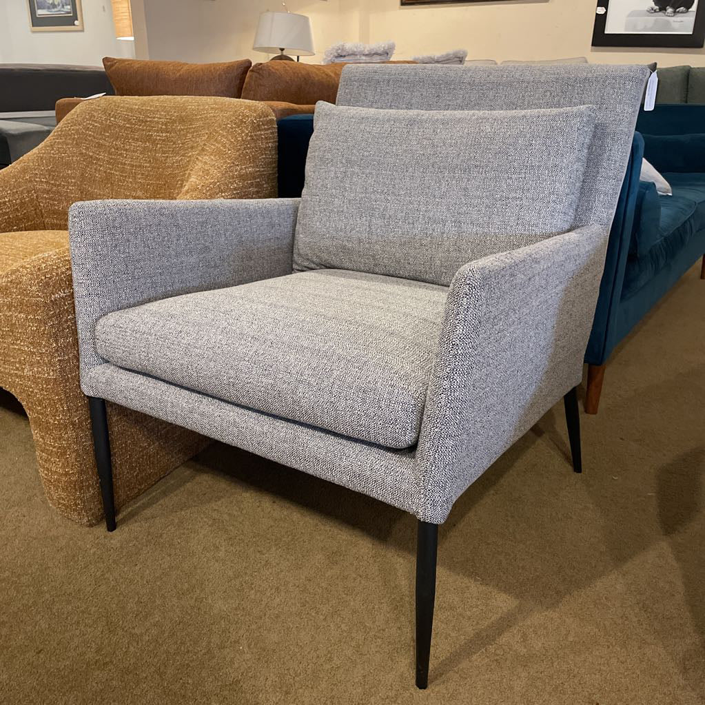 Gray Cushion Back Black Leg Slender Frame Accent Chair