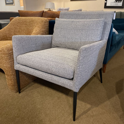Gray Cushion Back Black Leg Slender Frame Accent Chair