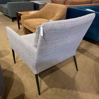 Gray Cushion Back Black Leg Slender Frame Accent Chair