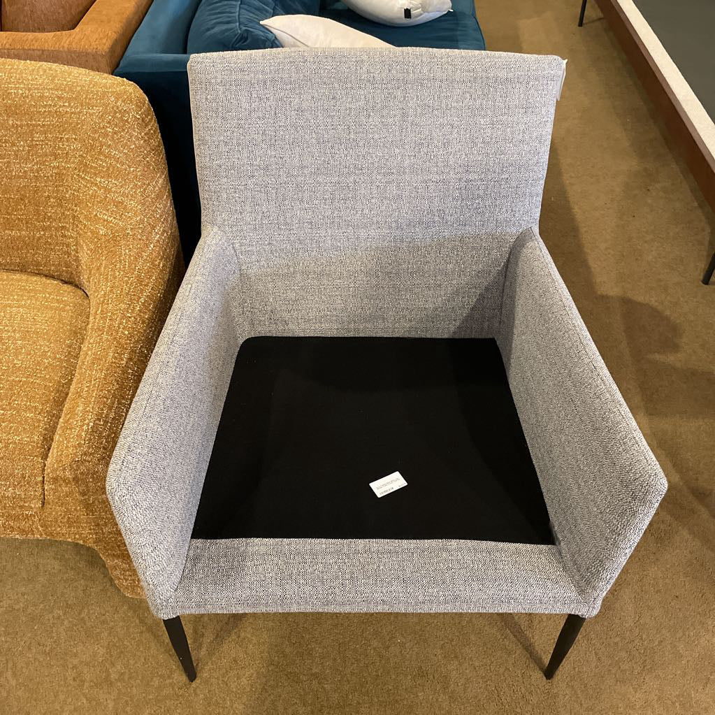 Gray Cushion Back Black Leg Slender Frame Accent Chair