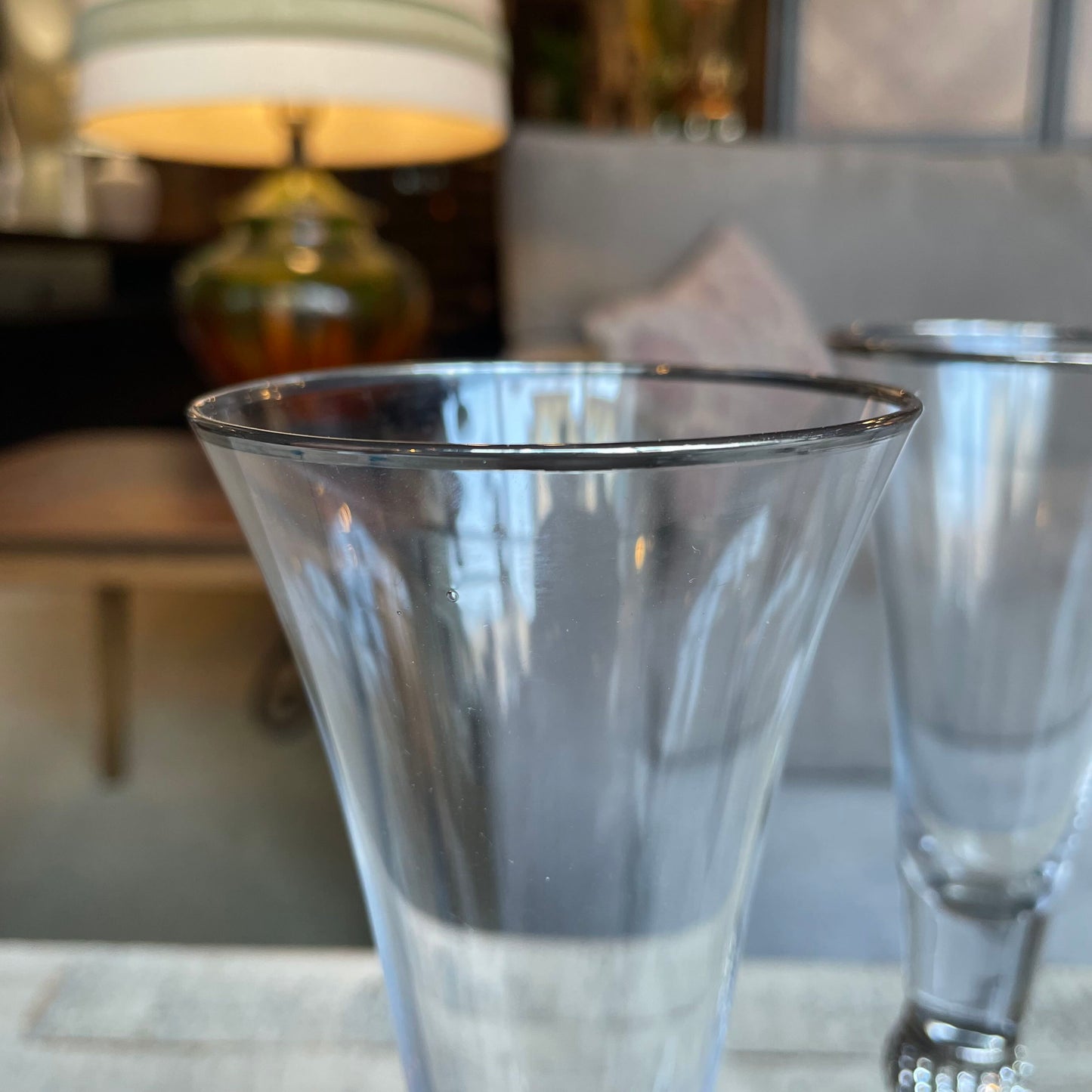Champagne Flutes w/ Rhinestones on Stem SET of 4