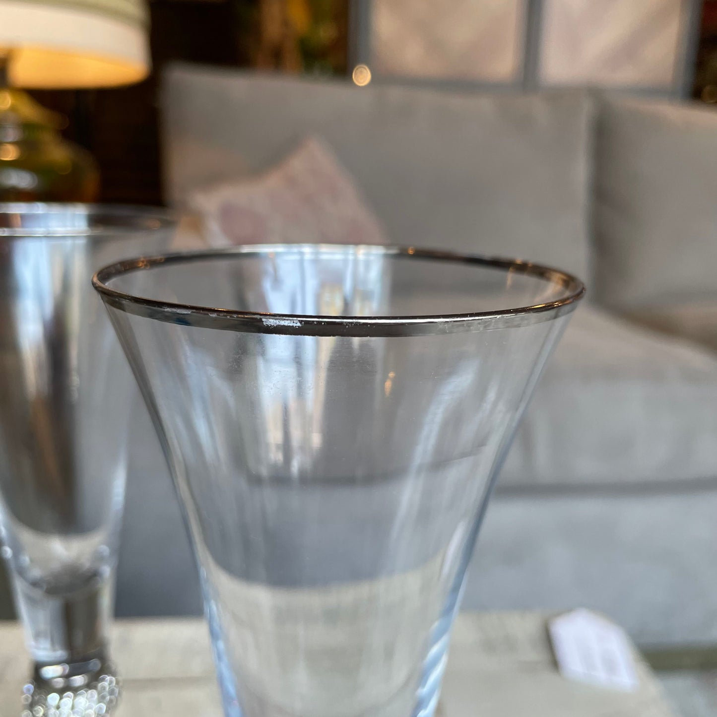 Champagne Flutes w/ Rhinestones on Stem SET of 4