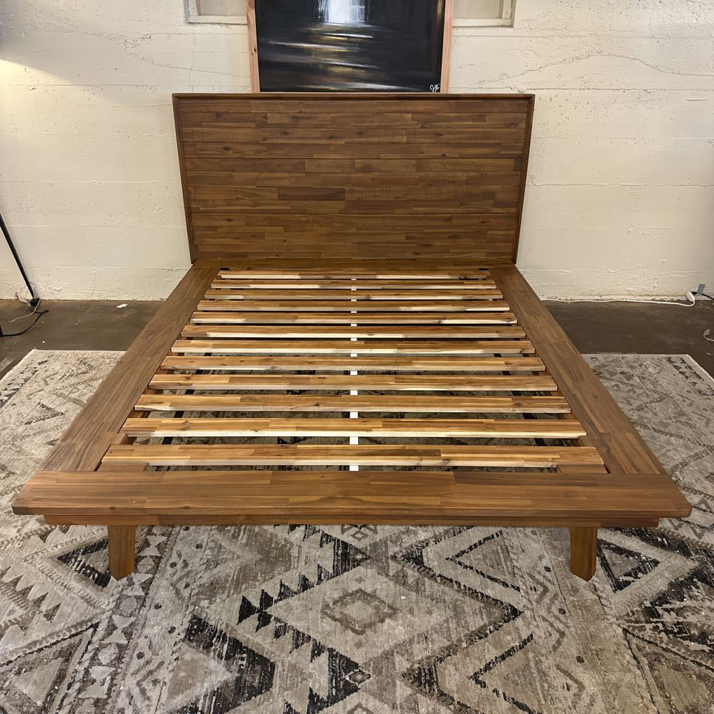 Brushed Pecan Queen Bed Frame