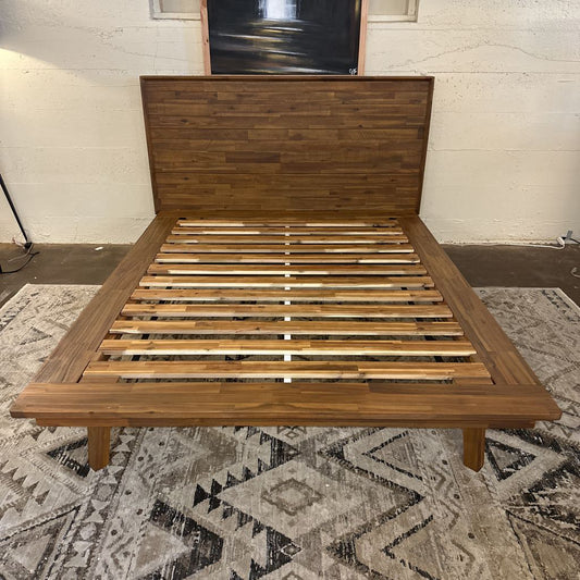 Brushed Pecan Queen Bed Frame