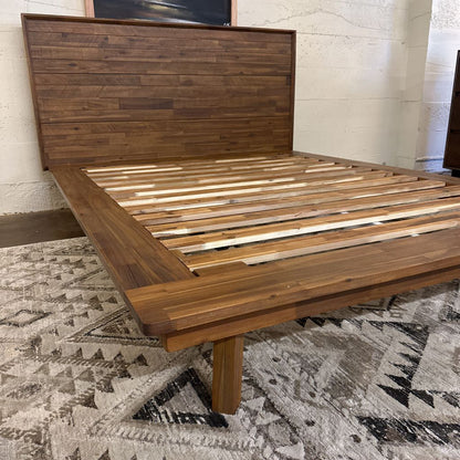Brushed Pecan Queen Bed Frame C BED FRAMES