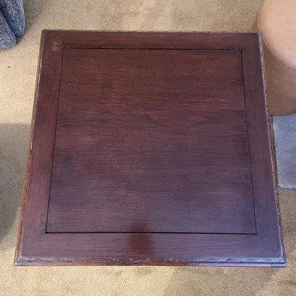 Asian Deco Carved Square End Table